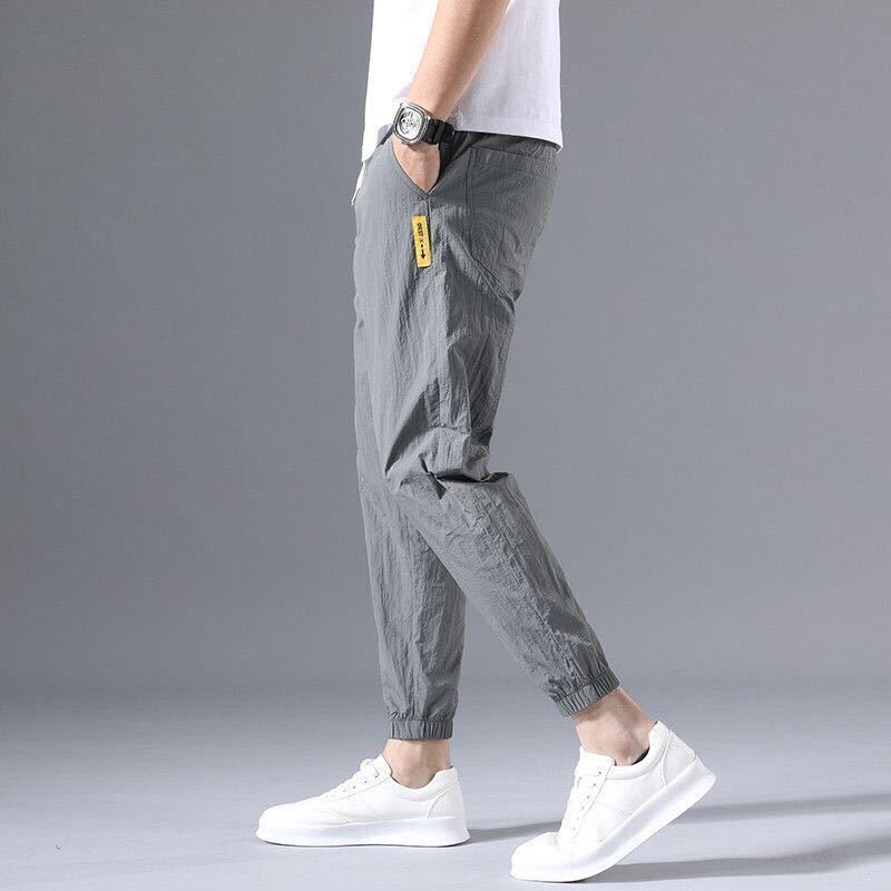 Men’s Summer Ice Silk Nine-Point Pants – Casual Student Trousers