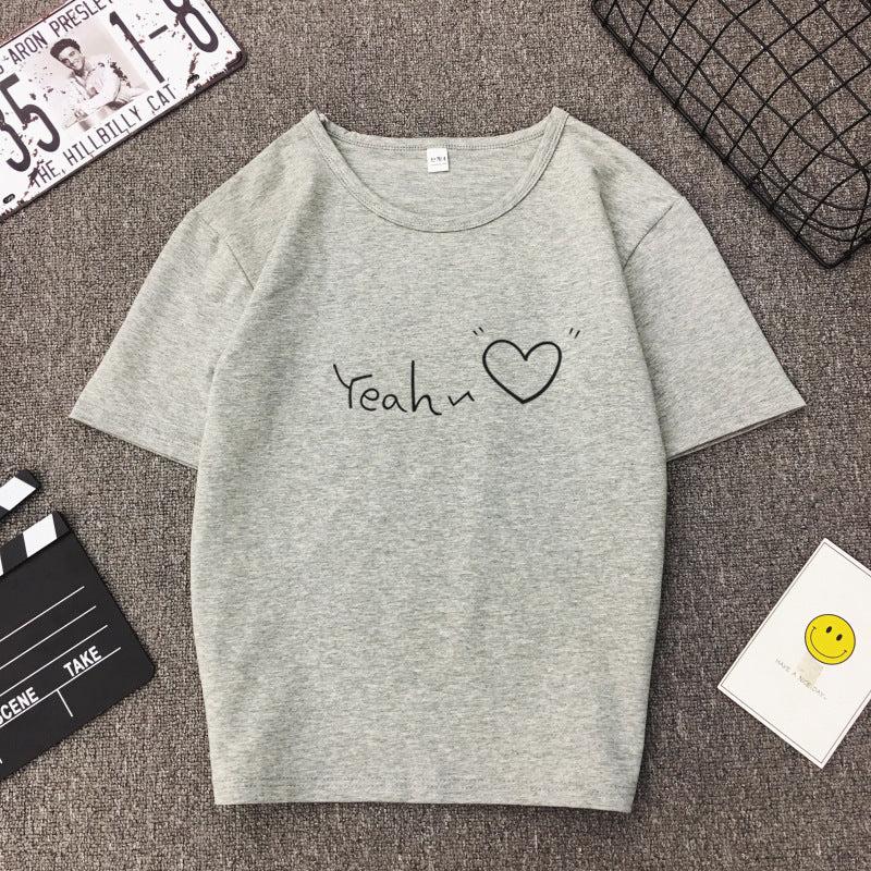 Women's Printed T-Shirt – Casual Round Neck Short Sleeve Top