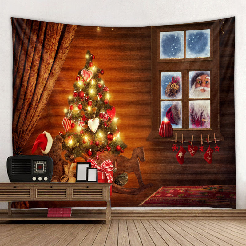 Christmas Tapestry Wall Cloth Fireplace Background Decoration