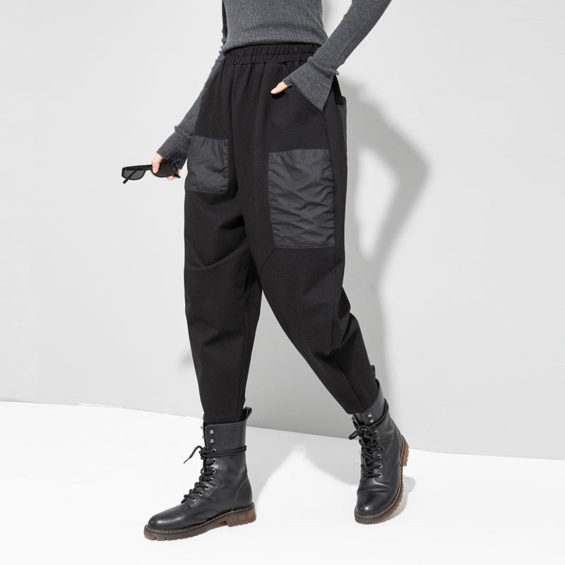 Women’s Loose Cropped Pants – Spring European Casual, High-Waist with Pockets