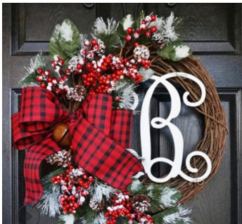 Christmas Letter Wreath Door Hanging Decoration