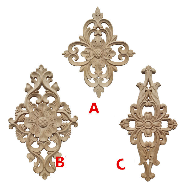 Solid Wood Decals Diamond Quadrilateral Furniture Decoration Carved Accessories