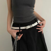 White Double Silver Buckle