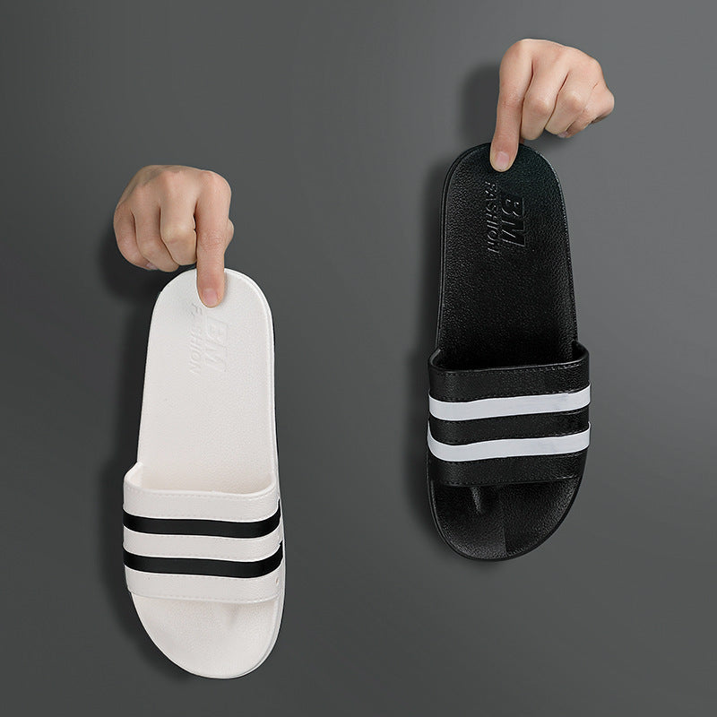 Unisex Striped PVC Bath Slippers Regular Fit Household