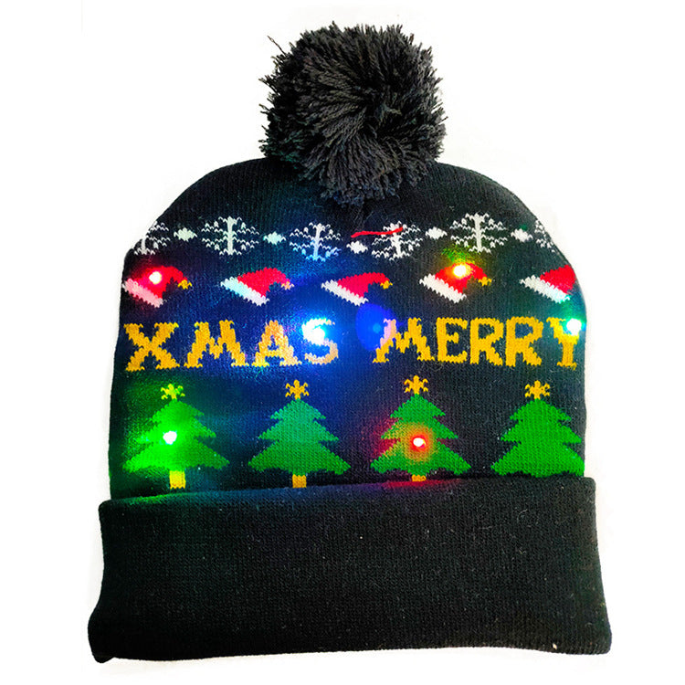 LED Light Up Christmas Knitted Hat Sweater Beanie for Kids and Adults