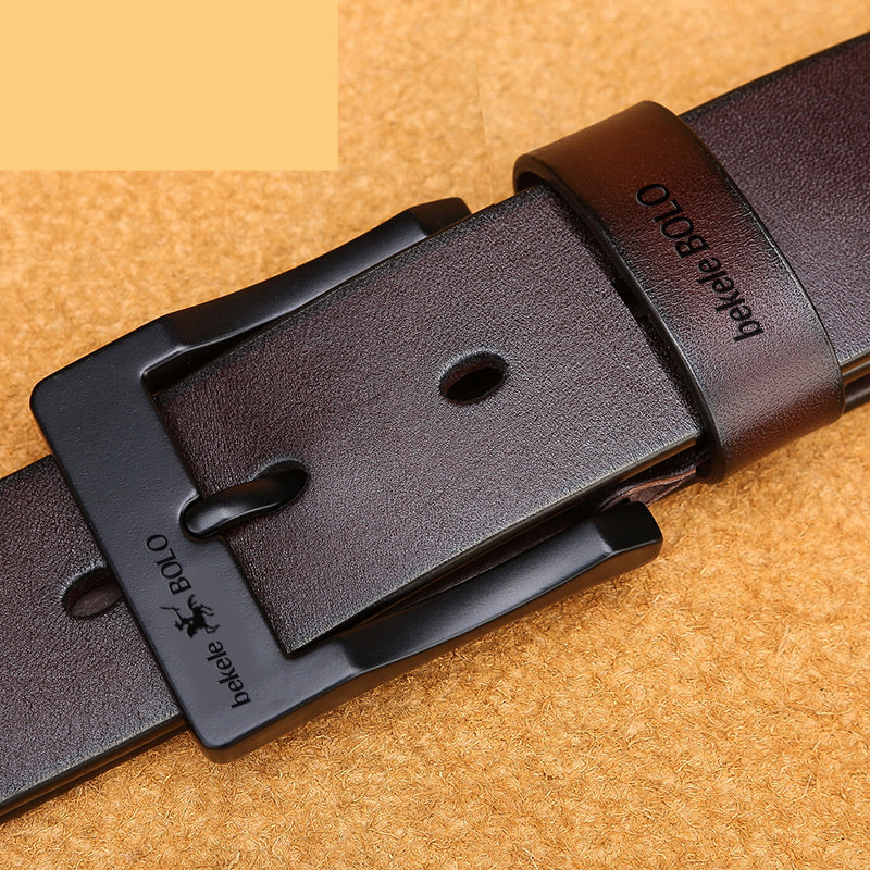 Men's Cowhide Pin Buckle Belt – Classic Single Loop