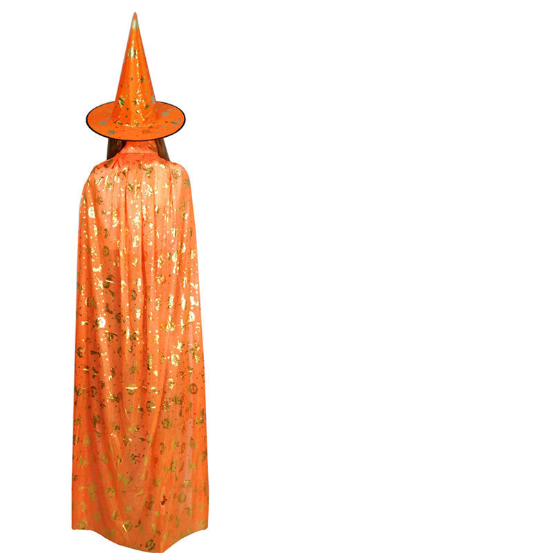 Halloween Cloak Children Adult Costume Props Bronzing Pumpkin Cloak Witch Cloak Cloak