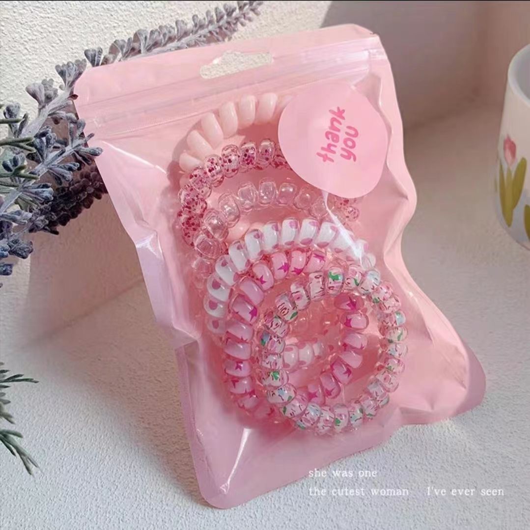 Gradient Color Telephone Line Hair Rope Girls Head Rope Rubber Band Headdress