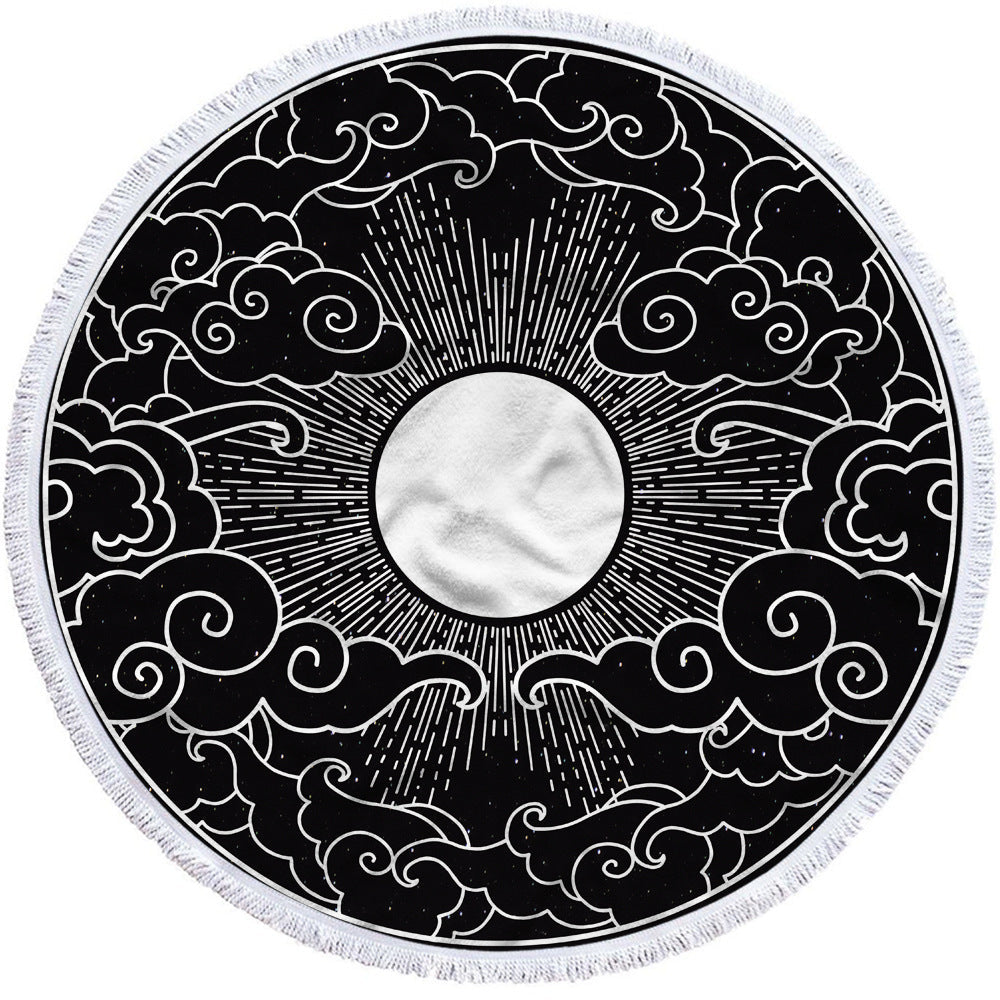 Round Printed Polyester Bath Towel 100 Percent Absorbent