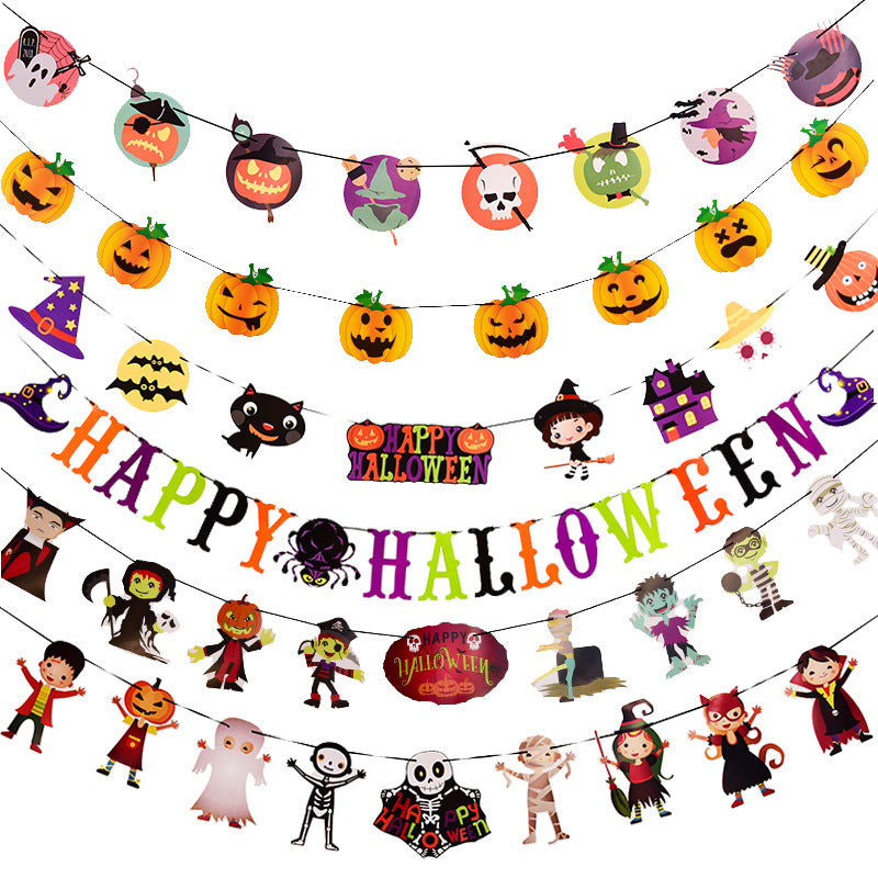 Halloween Hanging Flag Decorations – Spooky Props for Bars, Classrooms, and Party Scene Layouts