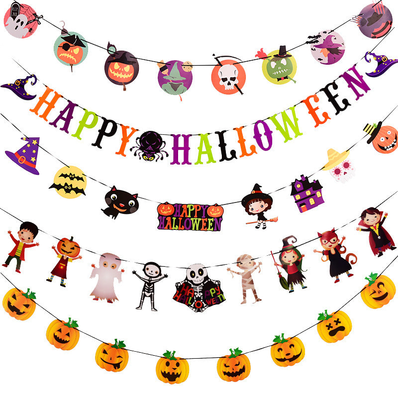 Halloween Hanging Flag Decorations – Spooky Props for Bars, Classrooms, and Party Scene Layouts