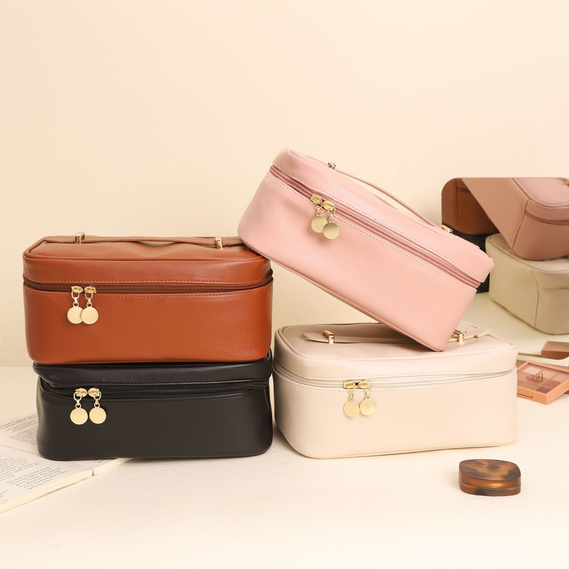 Urban Simple PU Leather Handbag – Solid Color Shoulder Bag with Polyester Lining