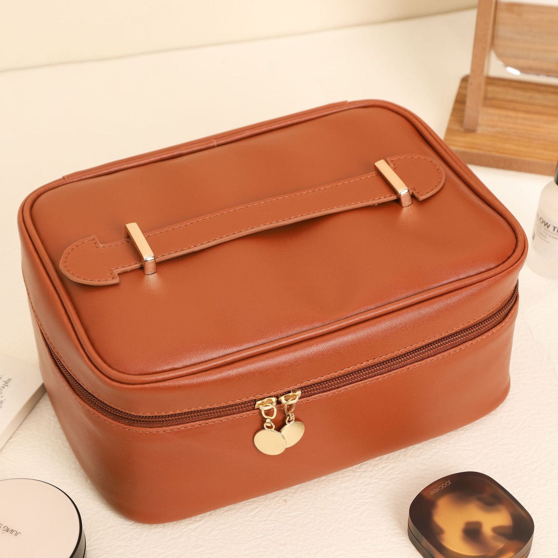 Urban Simple PU Leather Handbag – Solid Color Shoulder Bag with Polyester Lining