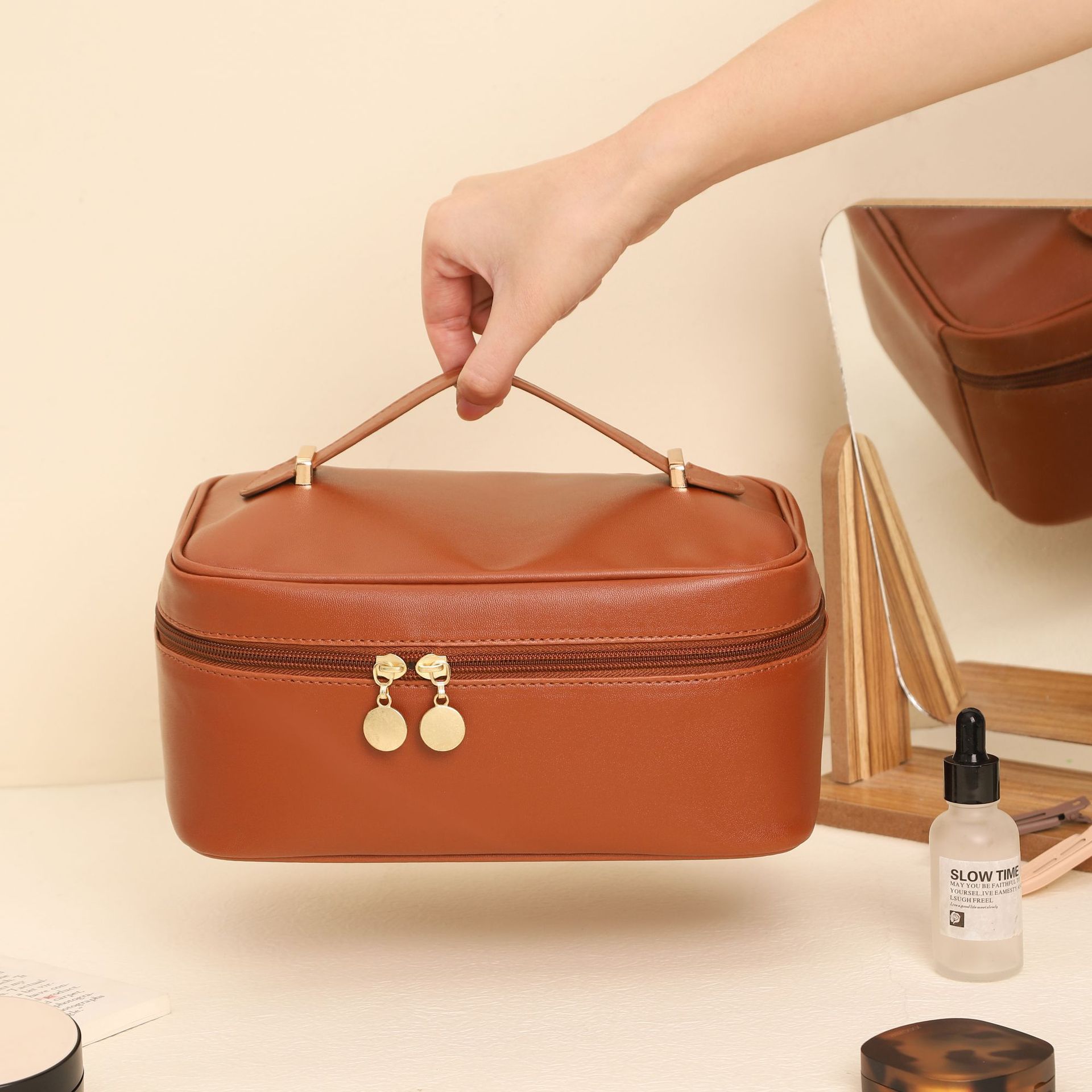 Urban Simple PU Leather Handbag – Solid Color Shoulder Bag with Polyester Lining