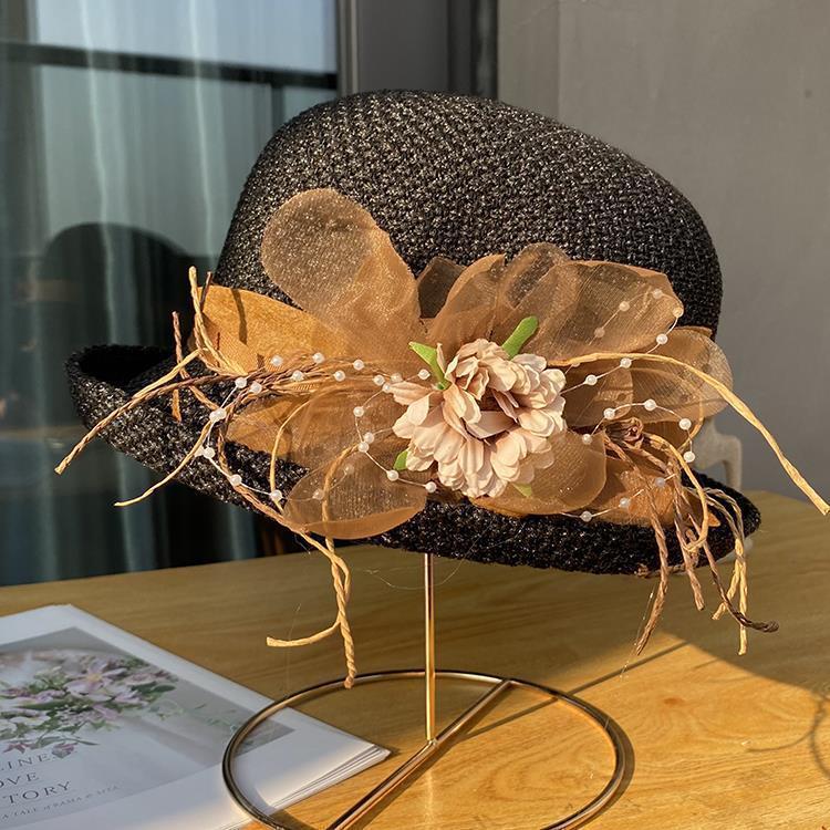 Cotton And Linen Knitted Curling Bucket Hat For Women