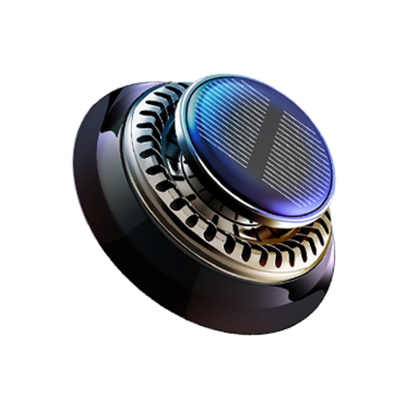 Portable Solar Powered Kinetic Car Air Freshener, Double Ring Rotating Fragrance Diffuser