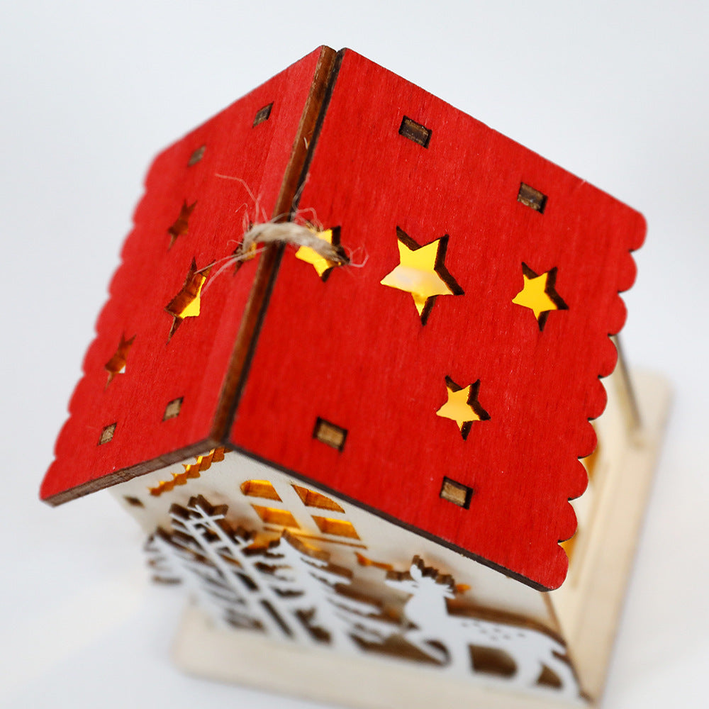 Christmas Decoration Wooden House LED Luminous Small House