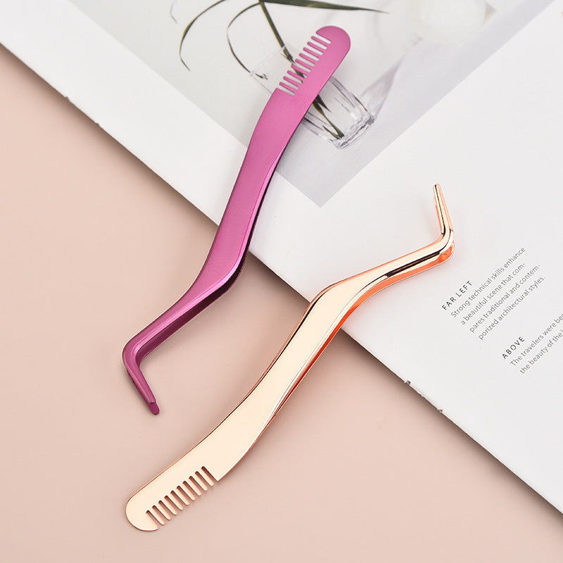 Eyelash Comb & Tweezers – Metal Lash Tool for Shaping & Application