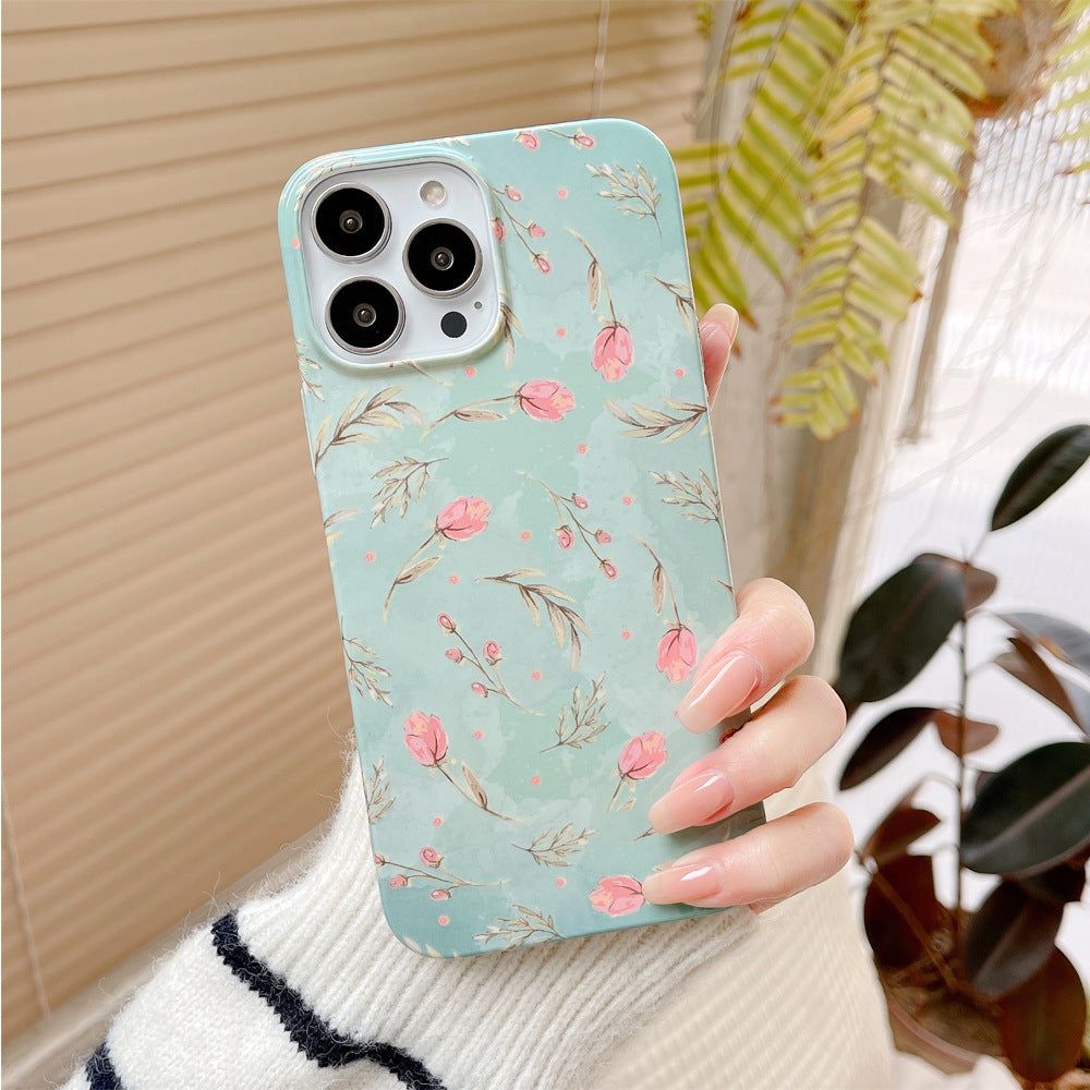 Phone Case Water Sticker Oil Painting Aeolian Bells Flower Double Film PC Drop-resistant