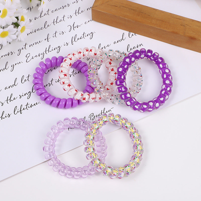 Gradient Color Telephone Line Hair Rope Girls Head Rope Rubber Band Headdress