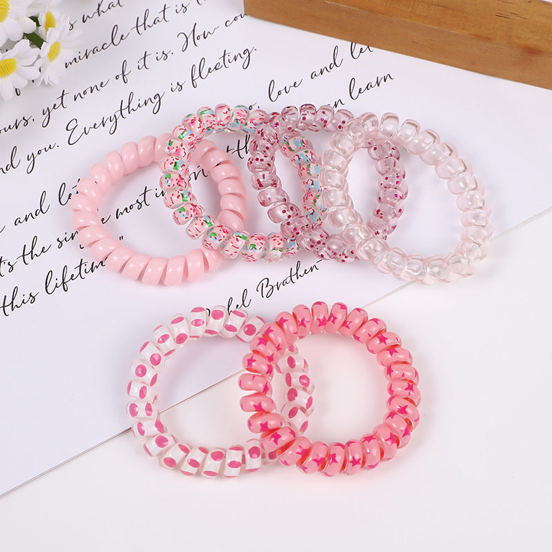 Gradient Color Telephone Line Hair Rope Girls Head Rope Rubber Band Headdress