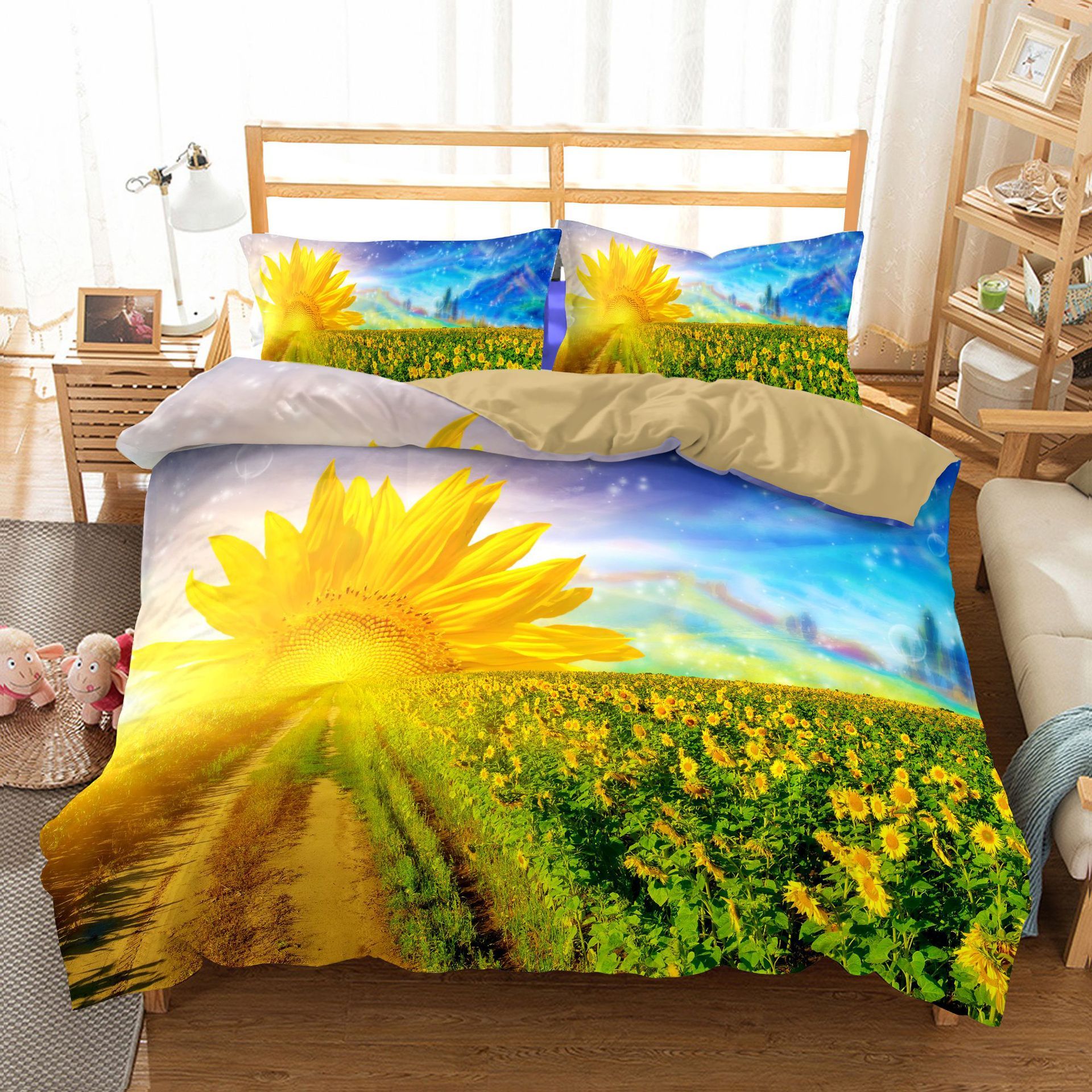 Three-Piece Sunflower Quilt Cover Bedding Set