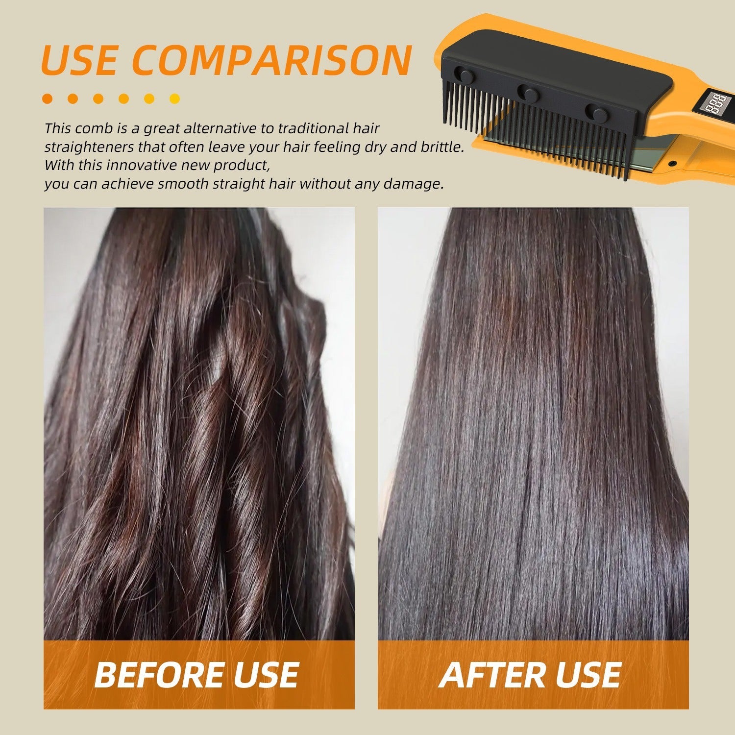 Electric Hair Straightener Comb – Removable Salon Styling Tool