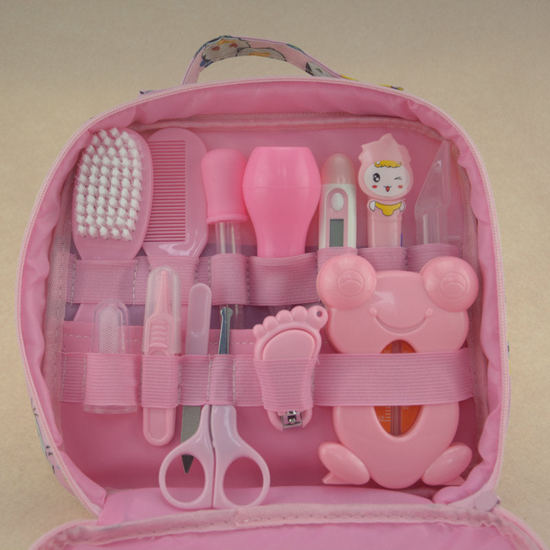 Roadfisher Newborn Baby Care Kit – Nose Cleaner, Medicine Feeder, Earpick, Grooming Bag with Nail Clipper, Toothbrush, Hair Brush, Comb, and Scissors