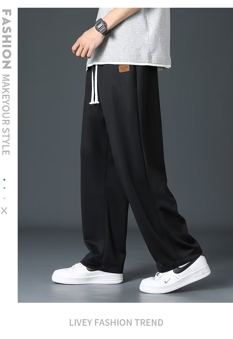 Men’s Ice Silk Thin Straight Loose Summer Pants