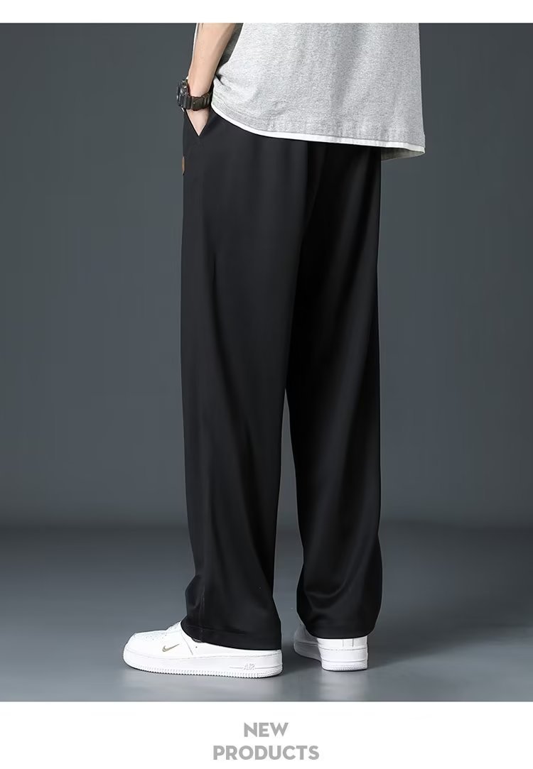 Men’s Ice Silk Thin Straight Loose Summer Pants