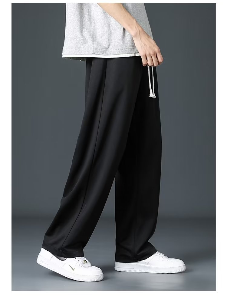 Men’s Ice Silk Thin Straight Loose Summer Pants
