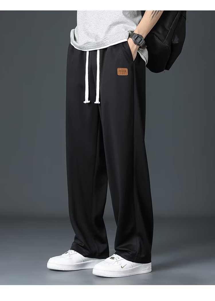 Men’s Ice Silk Thin Straight Loose Summer Pants