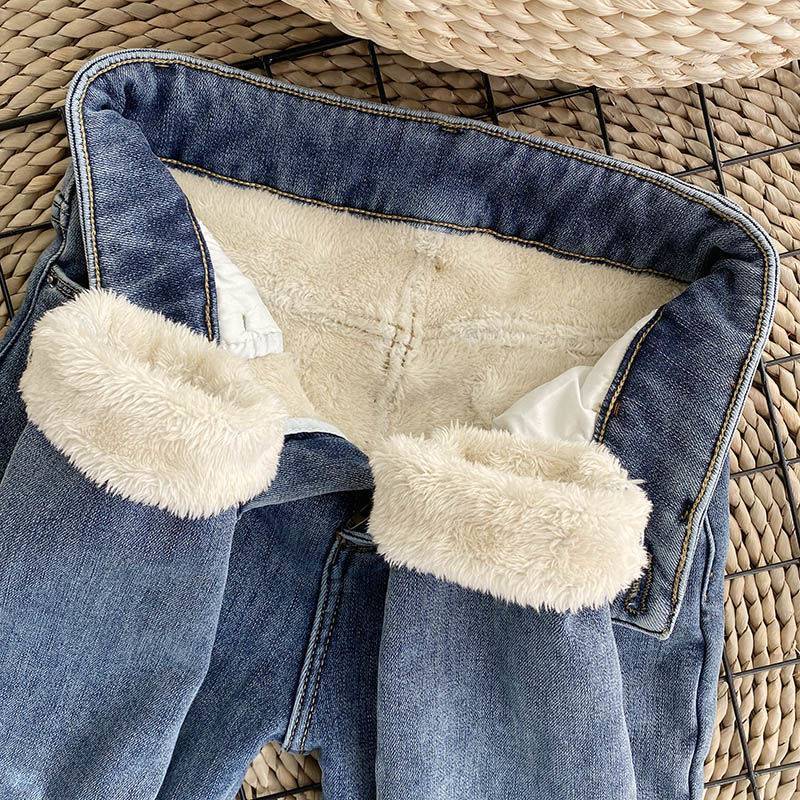 Women’s Thick Fleece-Lined Jeans – Winter Warm (Lamb Fleece), High-Stretch