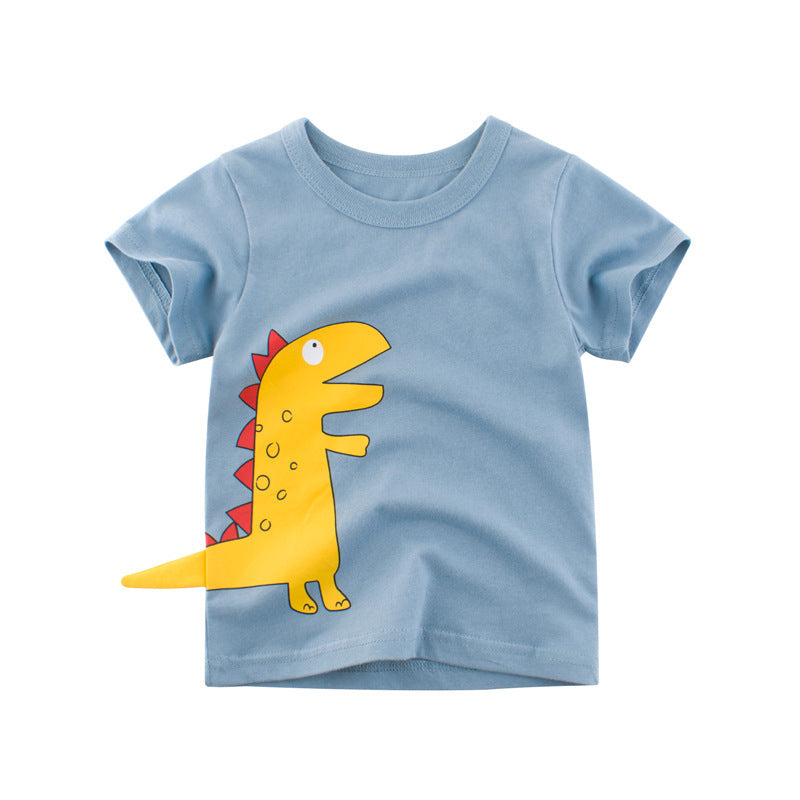 Kids Short Sleeve Cotton Dinosaur Graphic Tee Regular Fit