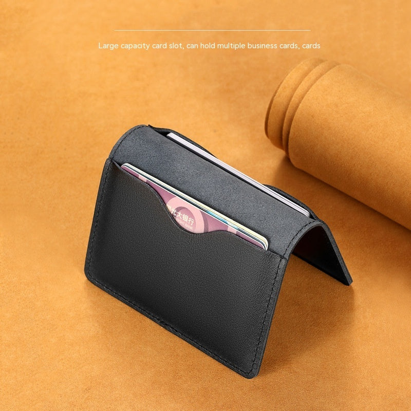Slim Solid Ultra Thin Cowhide Leather Card Holder Unisex