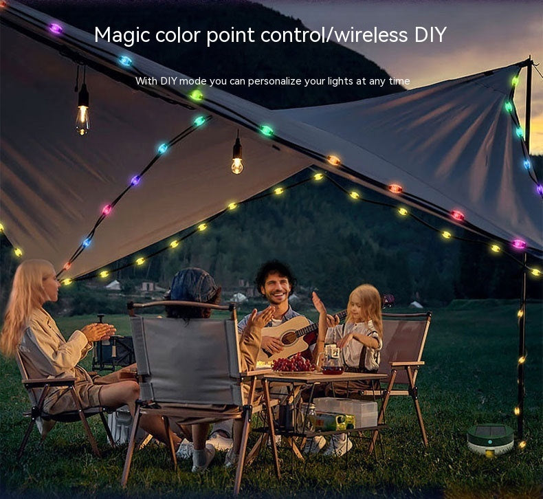 Solar Camping Waterproof LED String Lights Outdoor Tent Decoration