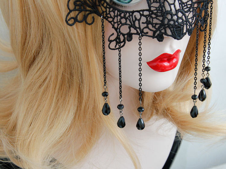 Elegant Black Lace Party Face Accessories
