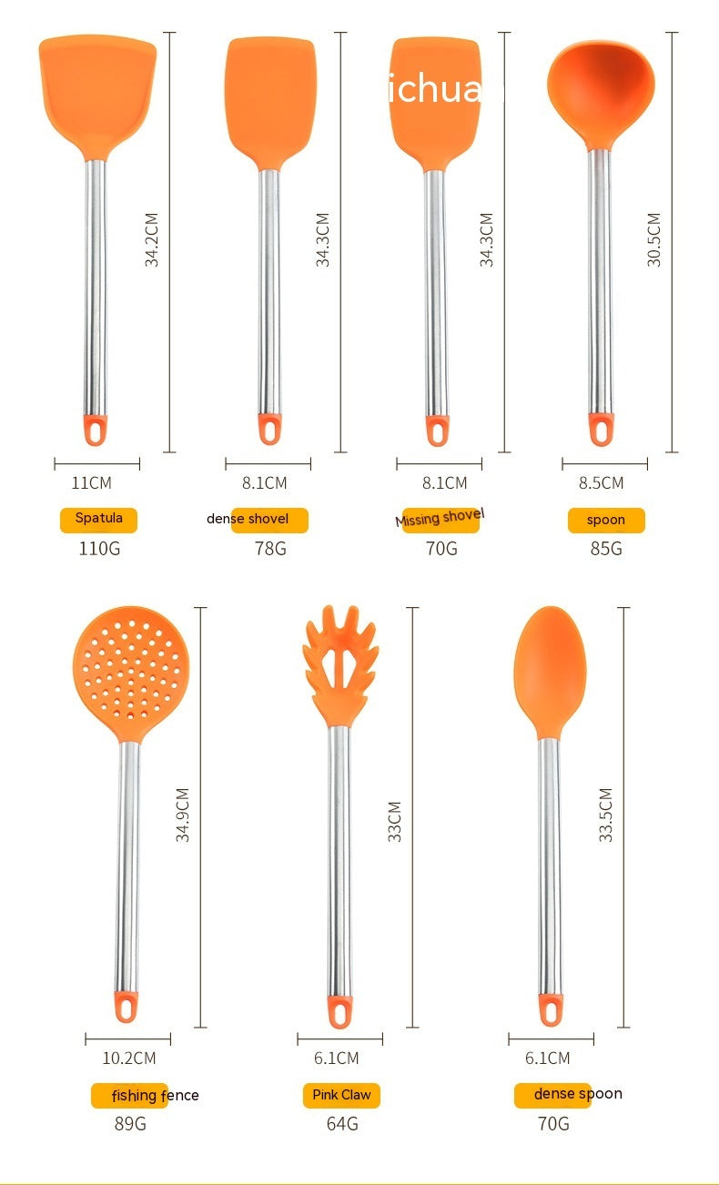 7-Piece Stainless Steel & Silicone Kitchen Ware Set – Shovels, Spoons & More
