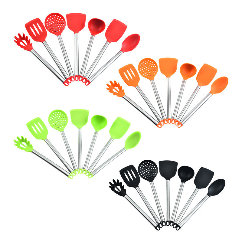 7-Piece Stainless Steel & Silicone Kitchen Ware Set – Shovels, Spoons & More