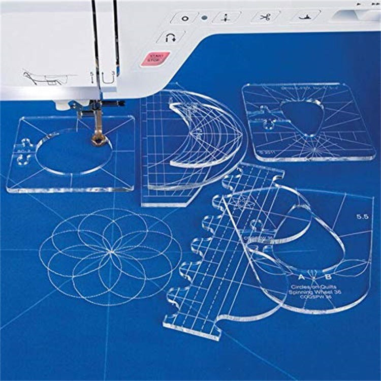 Multi-Functional Sewing Machine Marking Ruler Set – 6-Piece Professional Domestic Kit