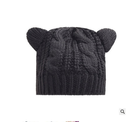 Cute Devil Horns Cat Ears Crochet Knit Beanie for Women
