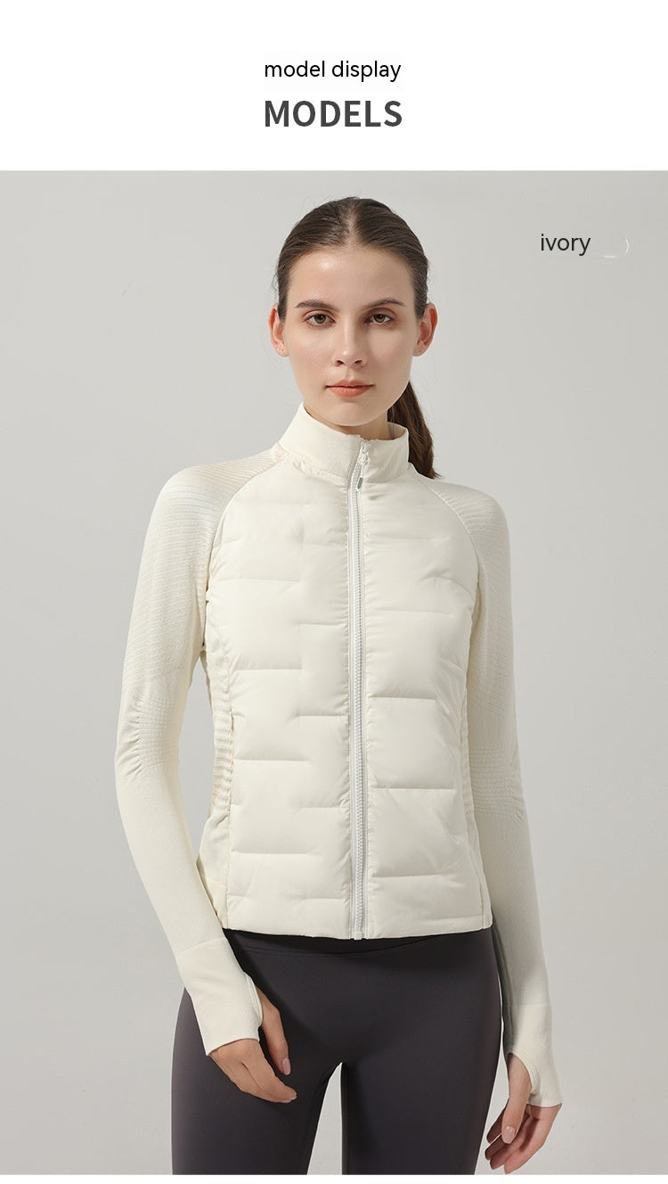 Women’s Lightweight Down Sports Jacket – Thermal Slim Fit Training Coat
