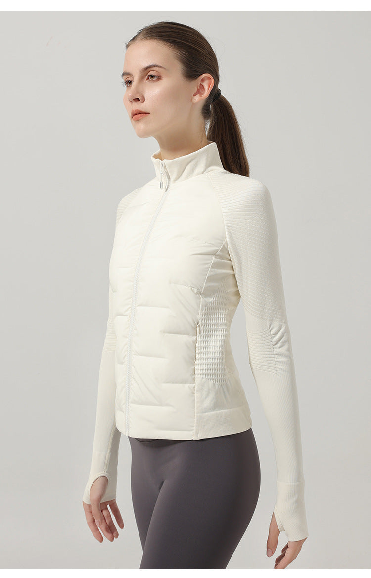 Women’s Lightweight Down Sports Jacket – Thermal Slim Fit Training Coat
