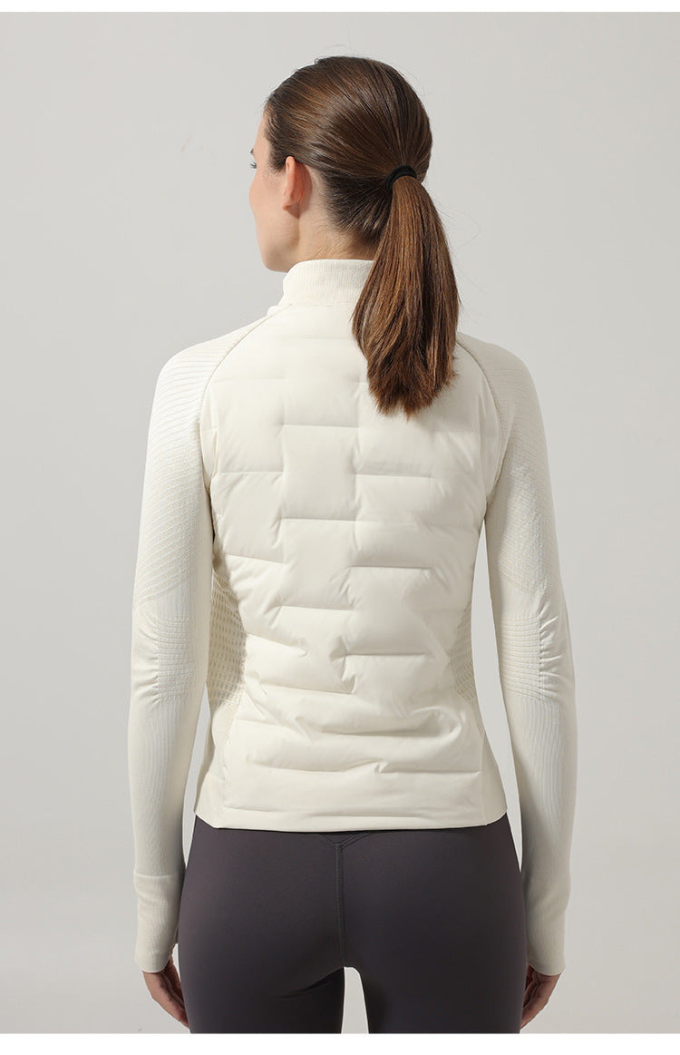 Women’s Lightweight Down Sports Jacket – Thermal Slim Fit Training Coat