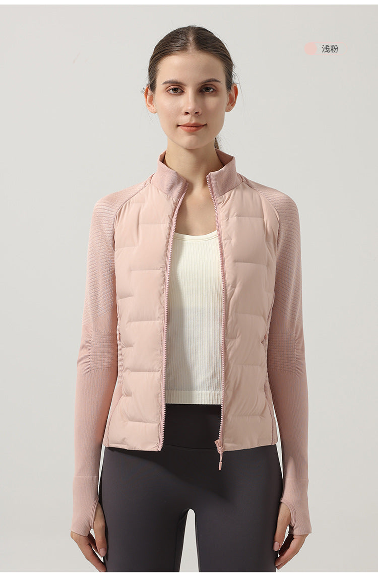Women’s Lightweight Down Sports Jacket – Thermal Slim Fit Training Coat