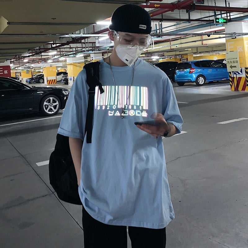 Barcode reflective short sleeve t-shirt