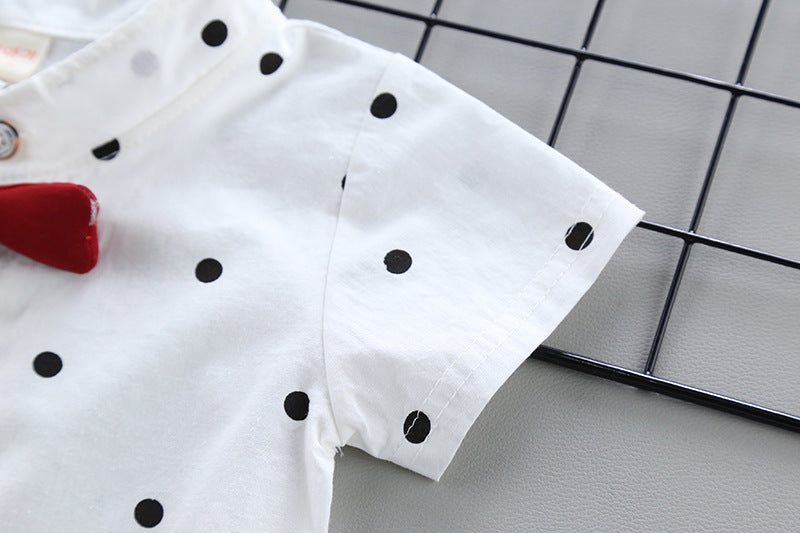 Printed Boys’ and Girls’ Overalls with Short Sleeve Shirt Set