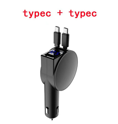 Two-Wire Retractable 60W Fast Charging Car Charger – Quick & Efficient Charging