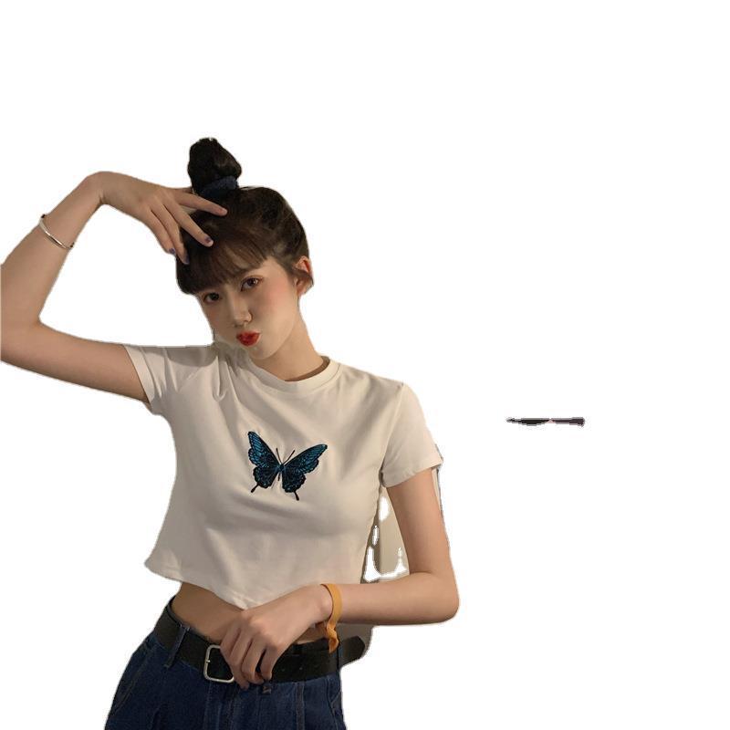 Butterfly Print Short Sleeve T-Shirt – Casual and Stylish Women's Top