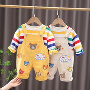 Boys Plaid Cotton Top And Overalls Set Regular Fit